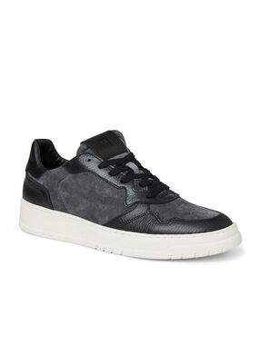 Bruno Magli Men’s Henry Black and Charcoal Mixed-Material Low-Top Sneakers